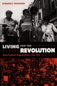 book cover for living for the revolution featuring woman speaking at a rally